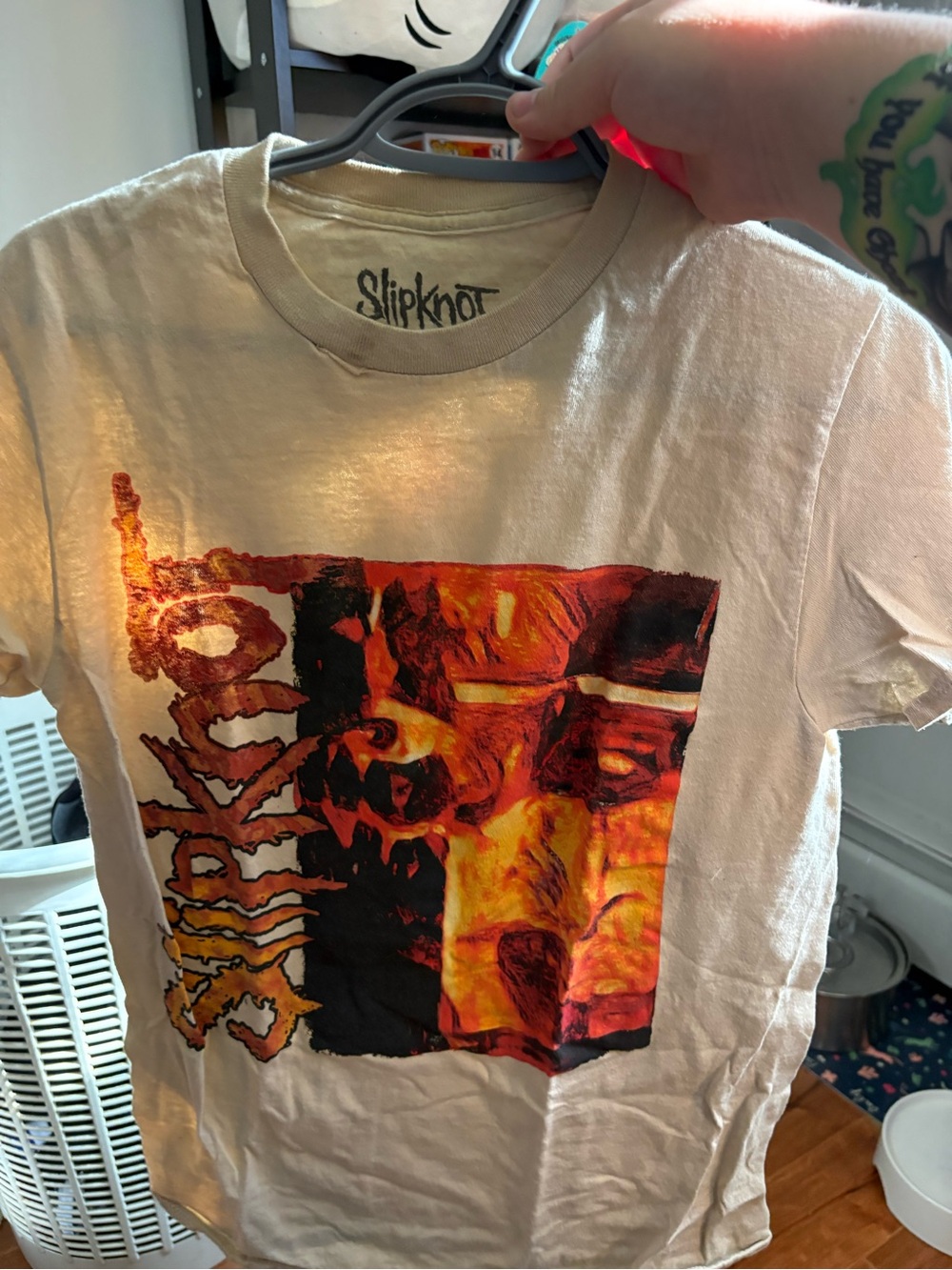 Slipknot Graphic Band Tee - Beige with Orange/Black Print